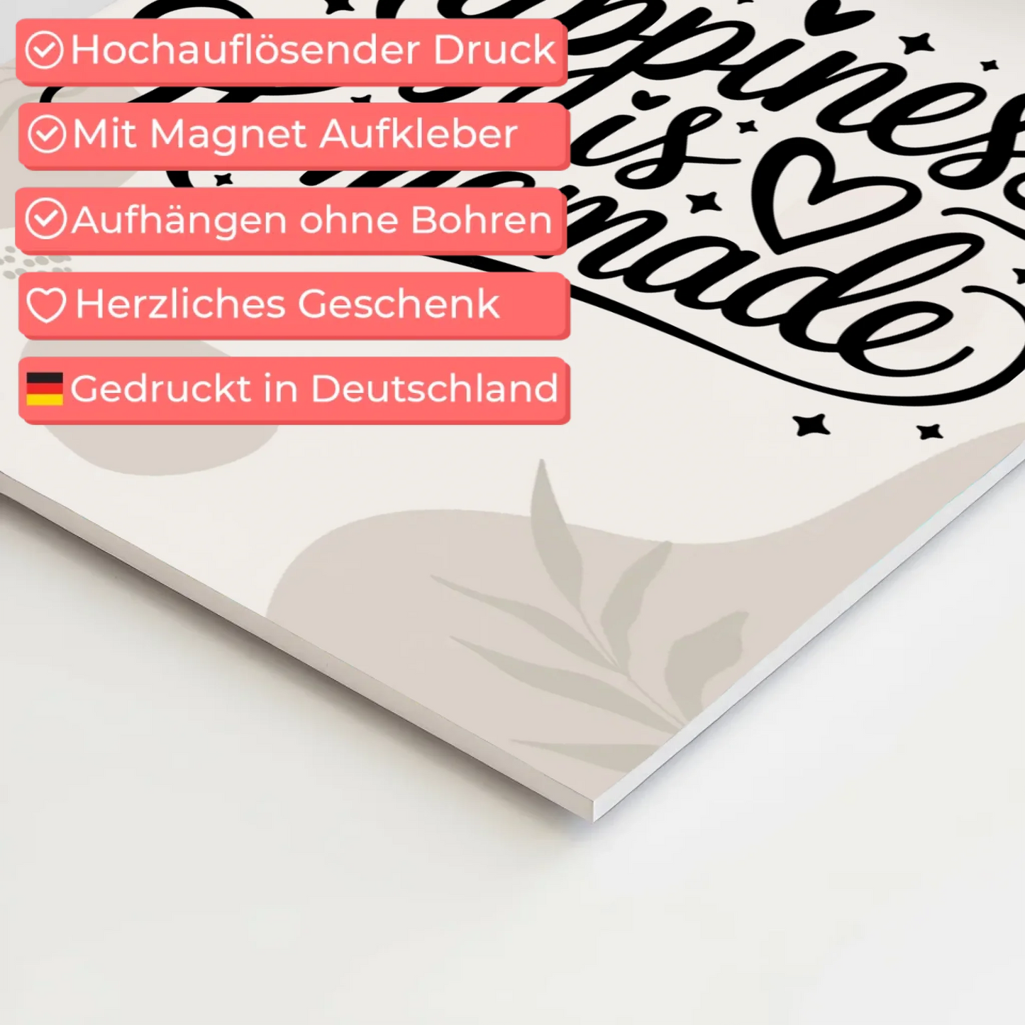 Magnet Poster mit Spruch Happiness is Homemade Geschenk