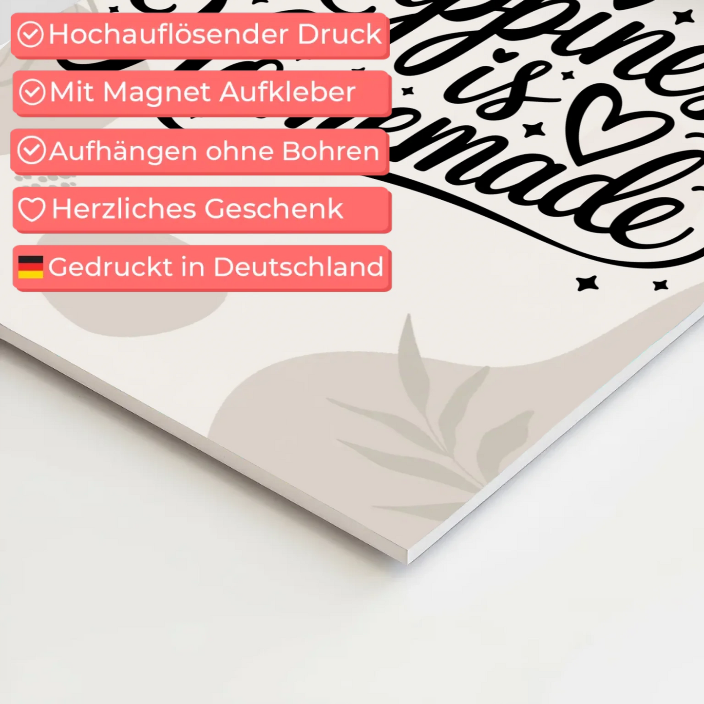 Magnet Poster mit Spruch Happiness is Homemade Geschenk