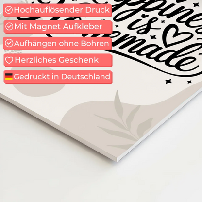 Magnet Poster mit Spruch Happiness is Homemade Geschenk