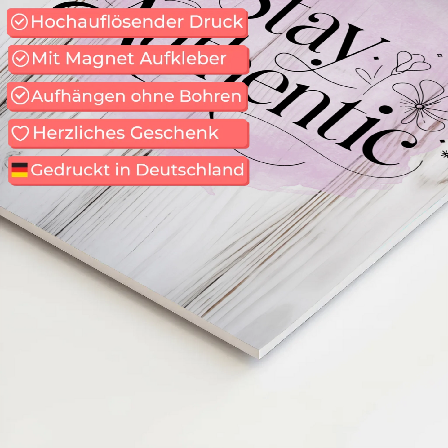 Sprüche Poster Magentisch - Stay Authentic Geschenk