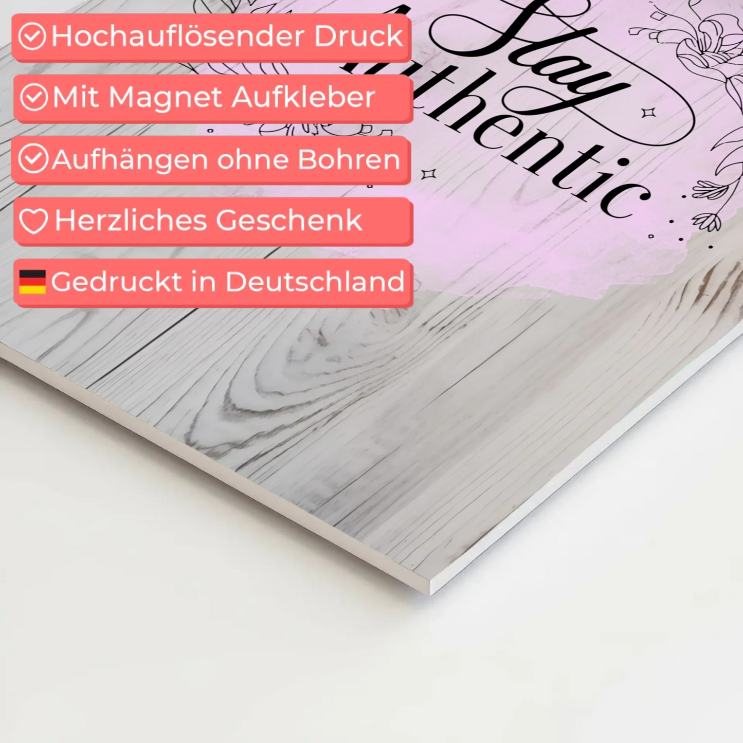 Magnet Poster mit Spruch Stay Authentic Geschenkidee