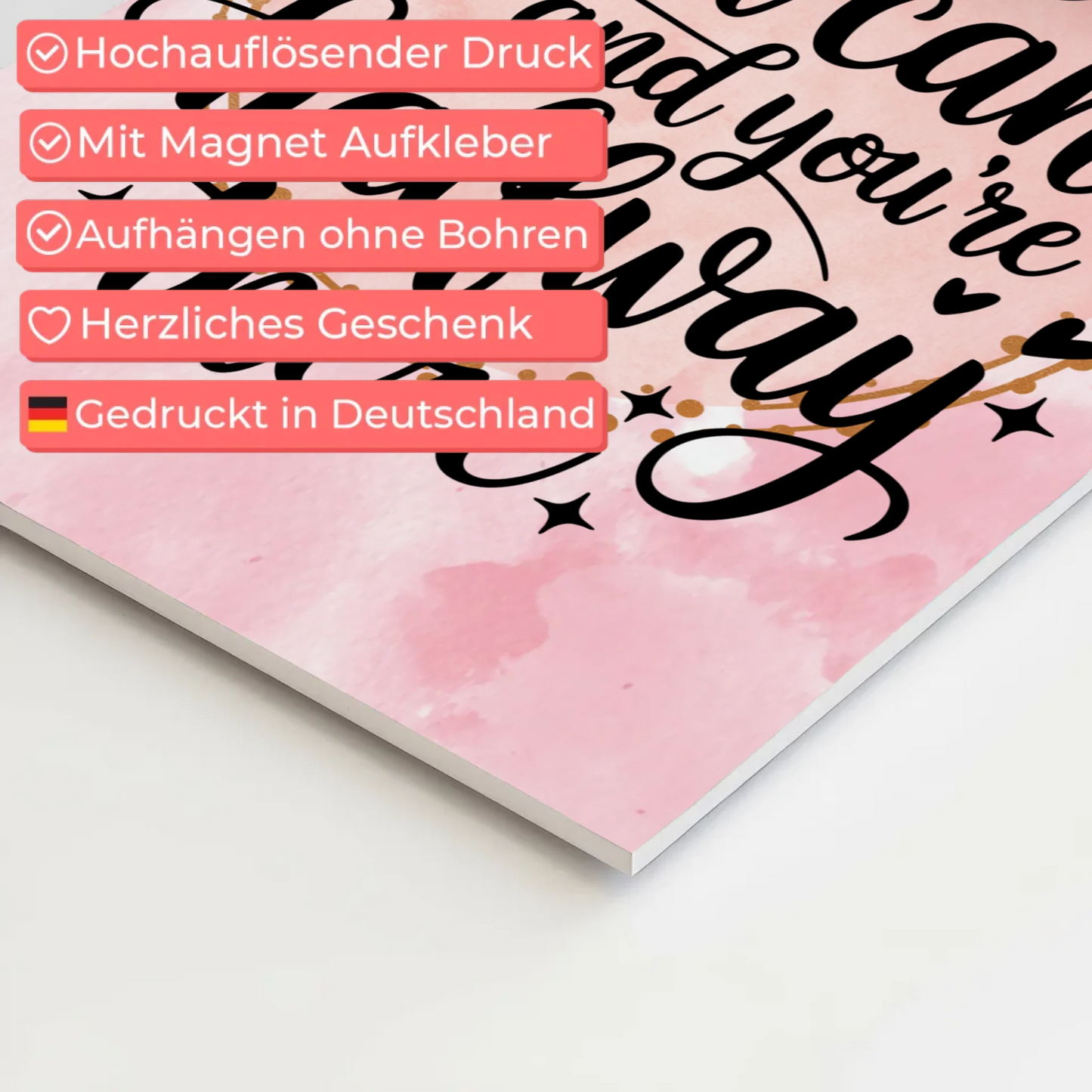 Spruch Fotoboard Magnet Wandbild Believe You Can Personalisiert