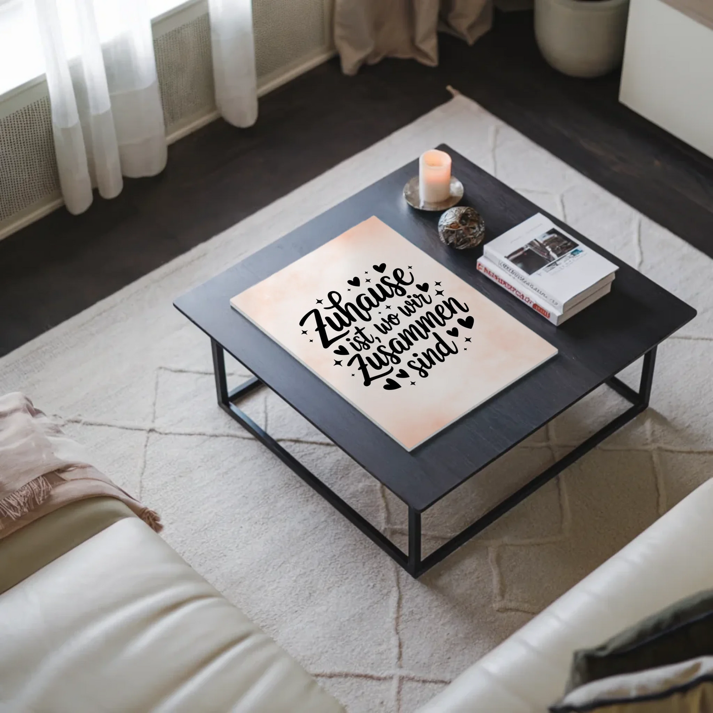 Spruch Fotoboard Magnet Wandbild Zuhause ist wo wir sind