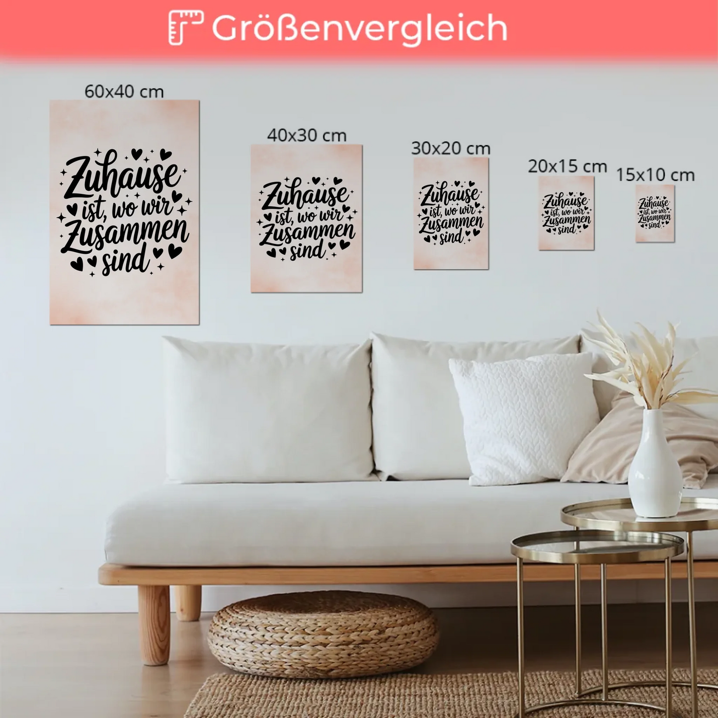 Spruch Fotoboard Magnet Wandbild Zuhause ist wo wir sind