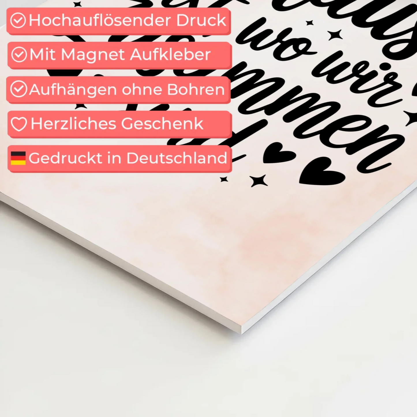 Spruch Fotoboard Magnet Wandbild Zuhause ist wo wir sind