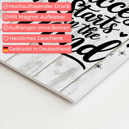 Magnet Poster mit Spruch Success starts in the mind