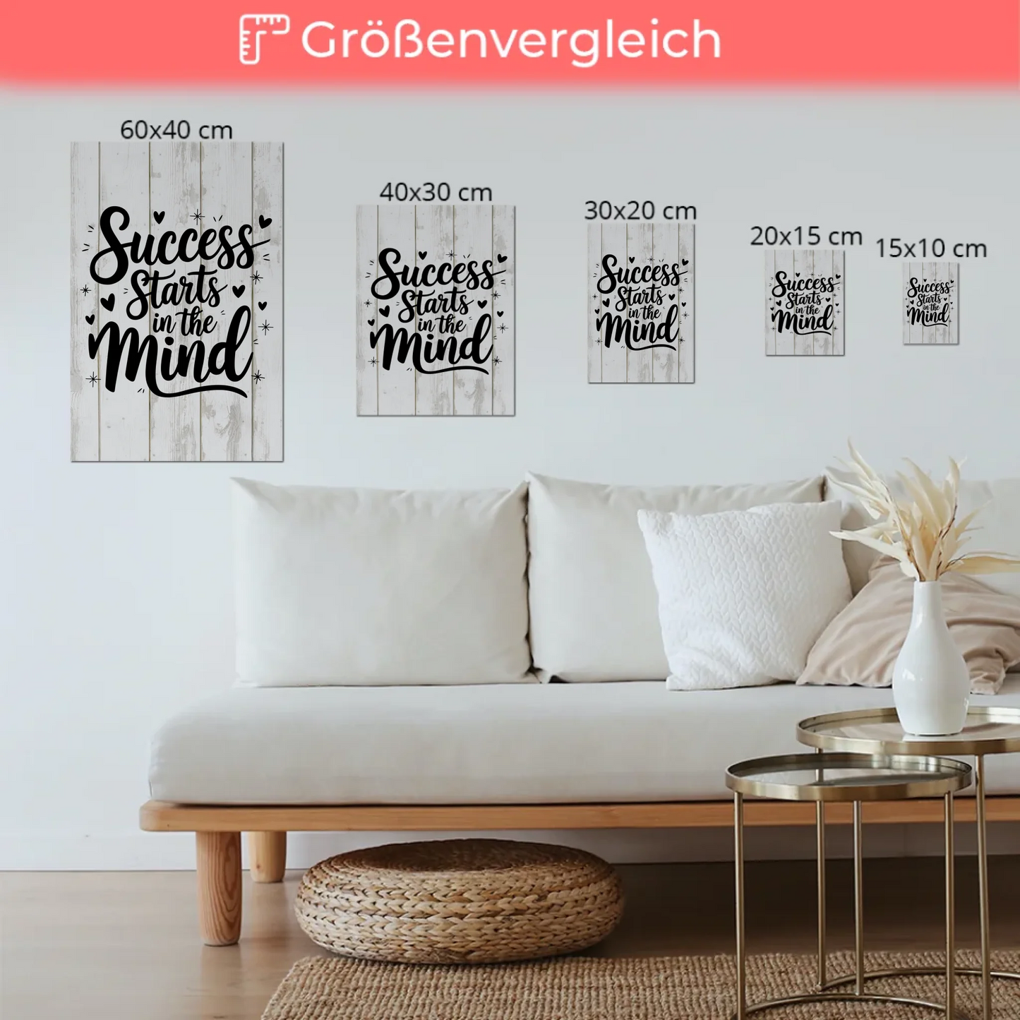 Magnet Poster mit Spruch Success starts in the mind
