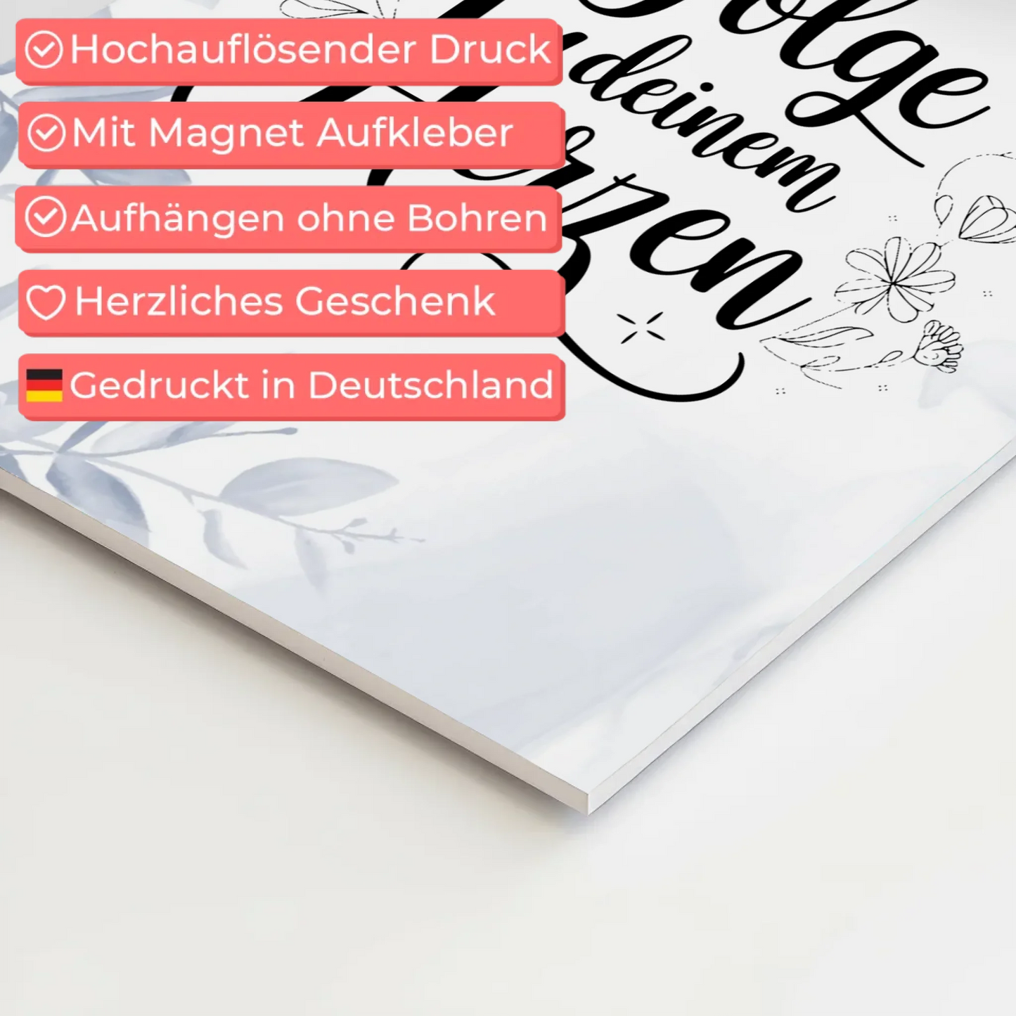 Spruch Fotoboard Magnet Wandbild Folge deinem Herzen