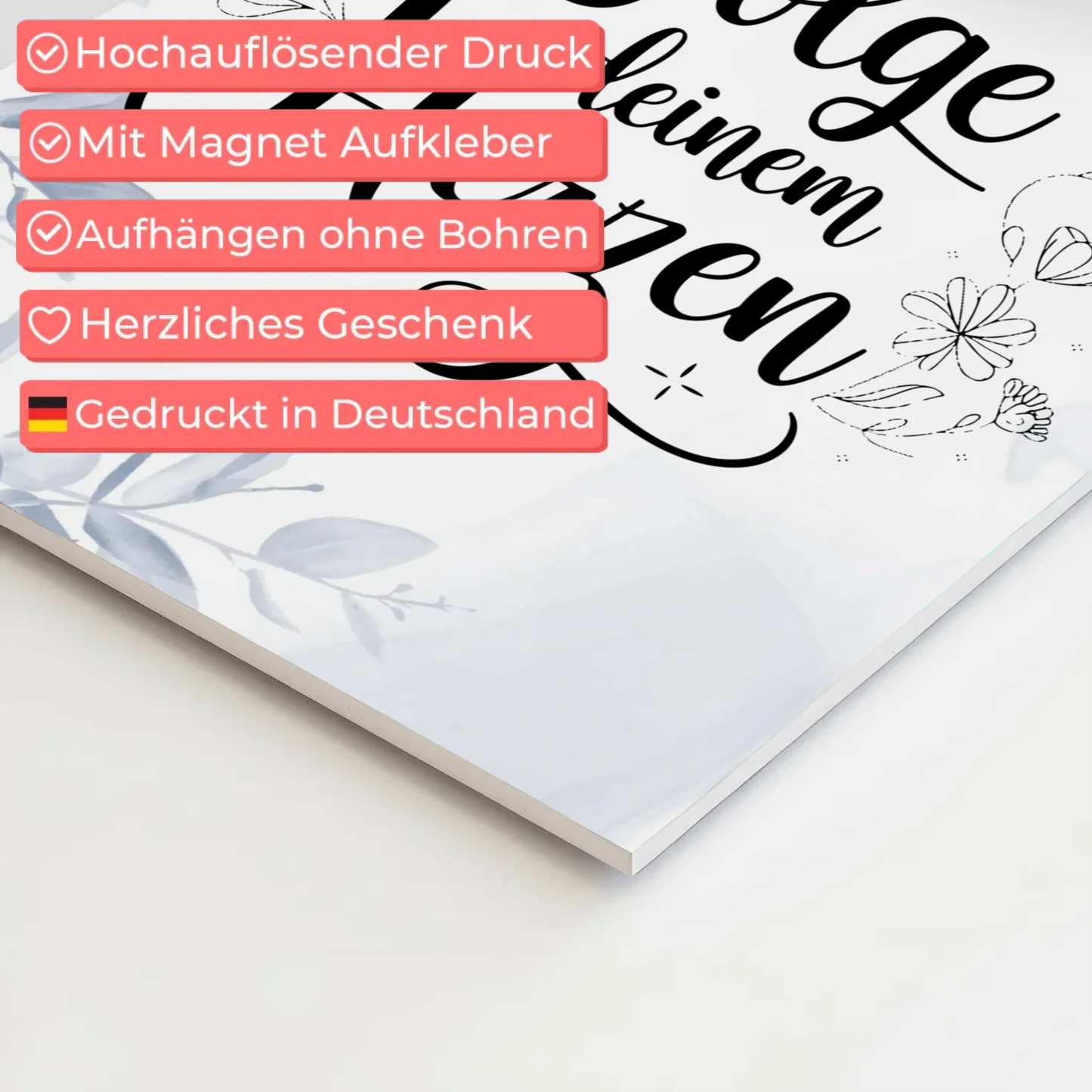 Spruch Fotoboard Magnet Wandbild Folge deinem Herzen