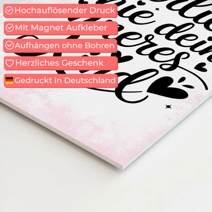 Spruch Fotoboard Magnet Wandbild Verliere nie dein Kind