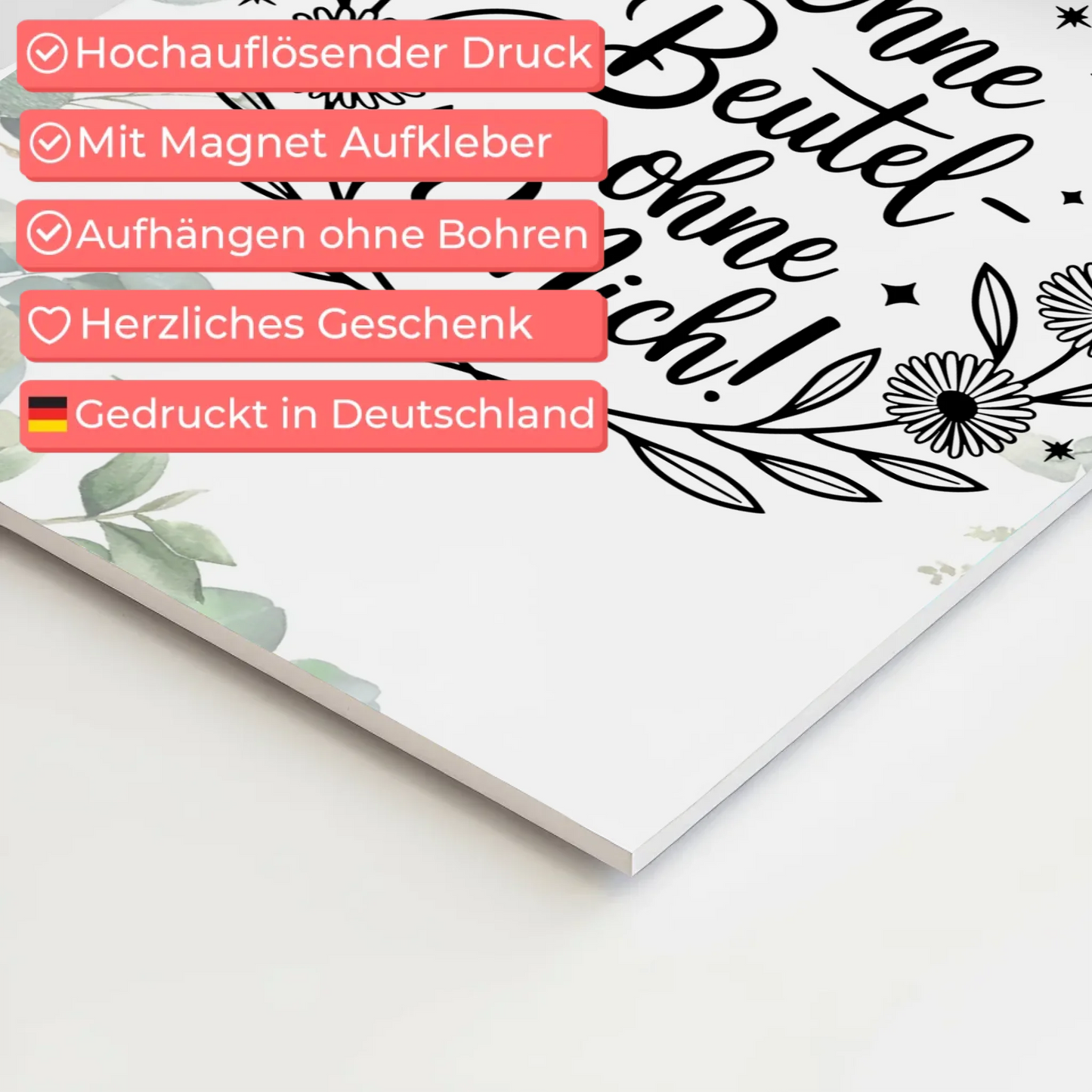 Sprüche Poster Magentisch ohne Beutel ohne mich Geschenk