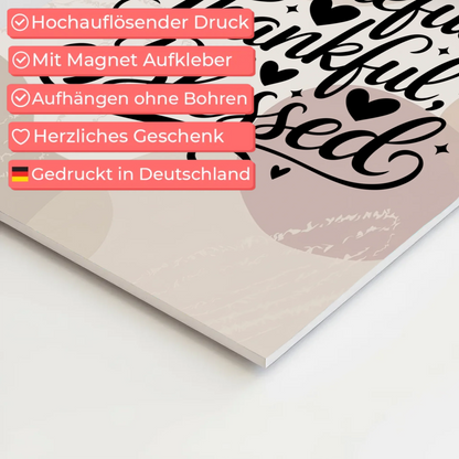 Magnet Poster Spruch Grateful Thankful Blessed Geschenk
