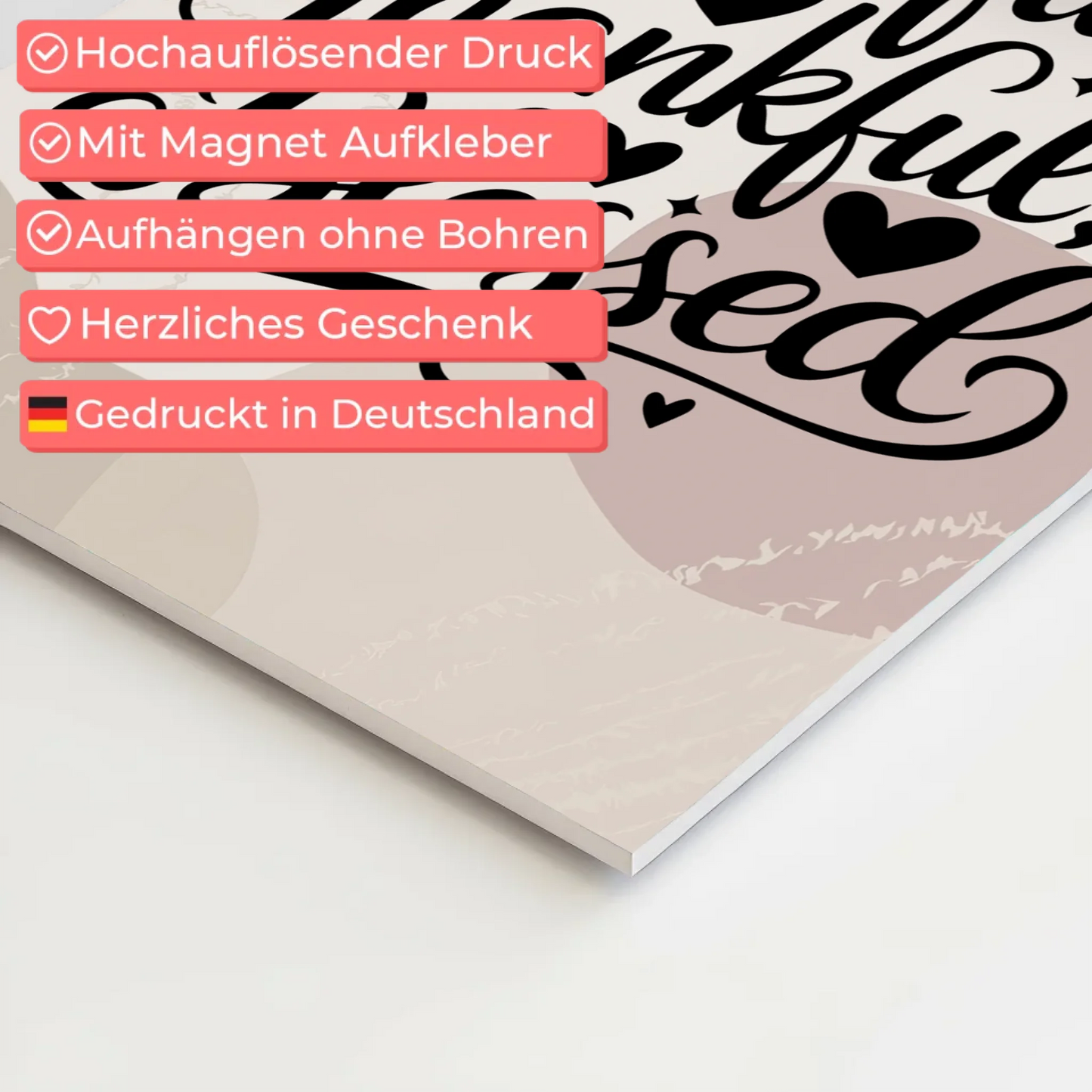 Magnet Poster Spruch Grateful Thankful Blessed Geschenk