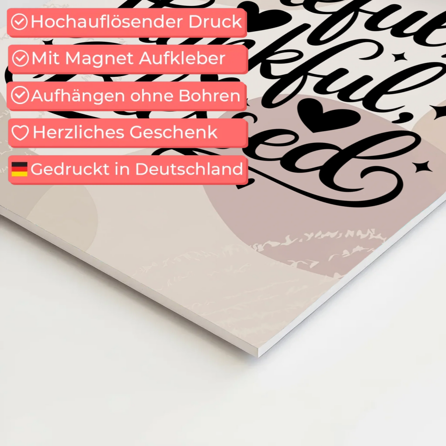 Magnet Poster Spruch Grateful Thankful Blessed Geschenk