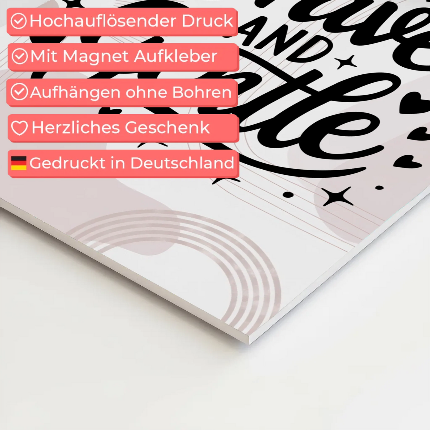 Spruch Fotoboard Magnet Wandbild Be Brave and Gentle