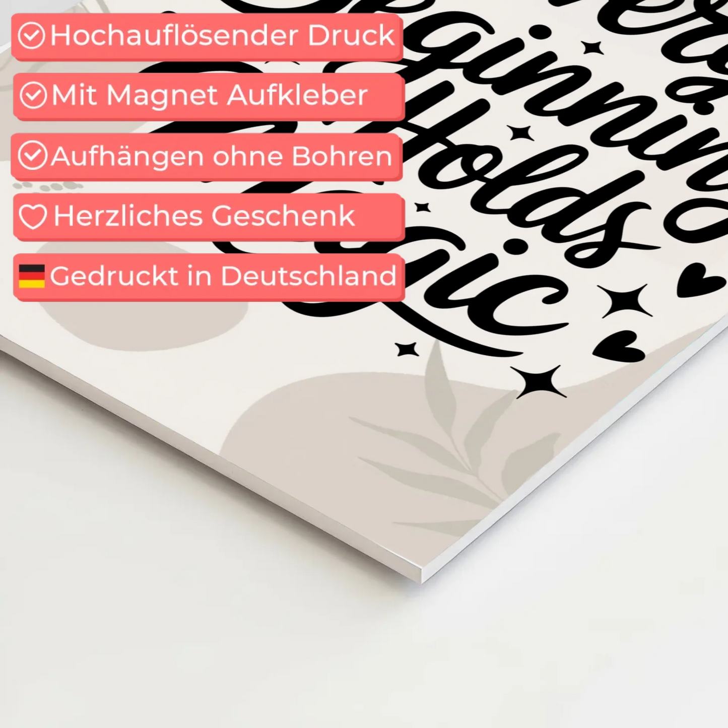 Sprüche Poster Magentisch Every Beginning Holds Magic Fotoboard