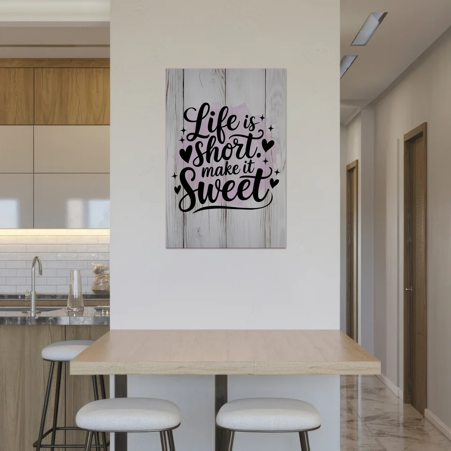 Spruch Fotoboard Magnet Wandbild Life is short sweet
