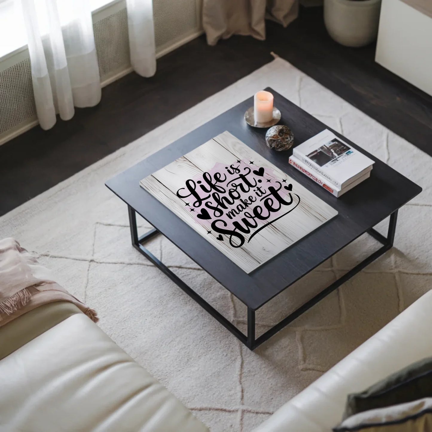 Spruch Fotoboard Magnet Wandbild Life is short sweet