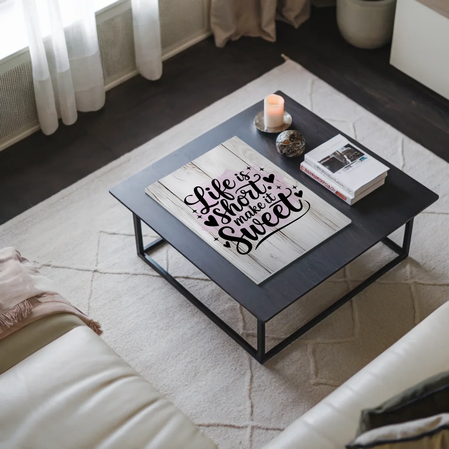 Spruch Fotoboard Magnet Wandbild Life is short sweet