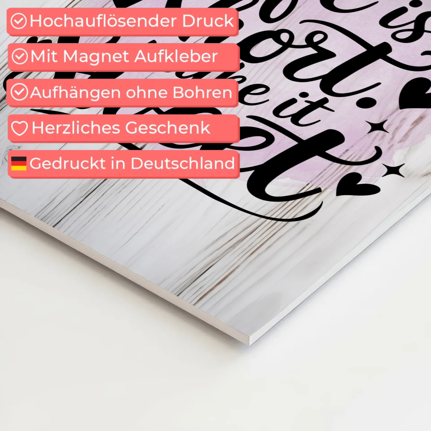 Spruch Fotoboard Magnet Wandbild Life is short sweet