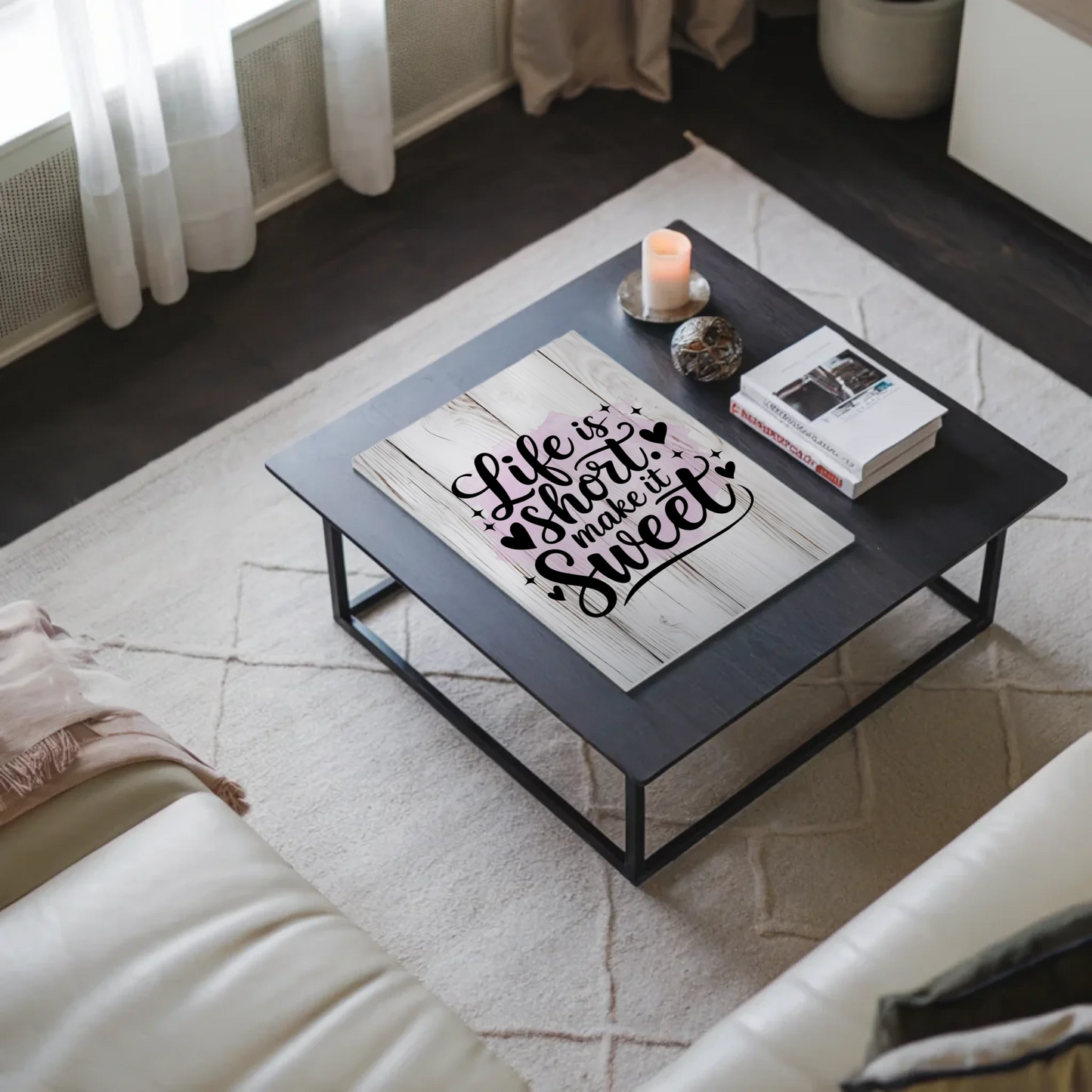 Spruch Fotoboard Magnet Wandbild Life is short sweet