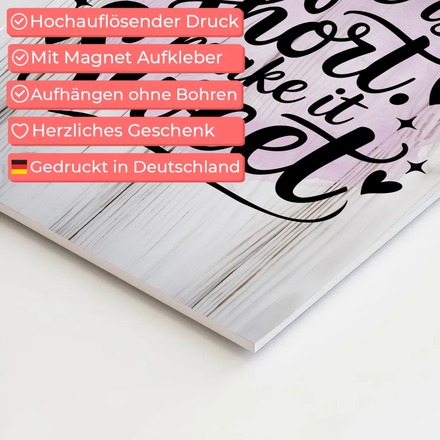 Spruch Fotoboard Magnet Wandbild Life is short sweet