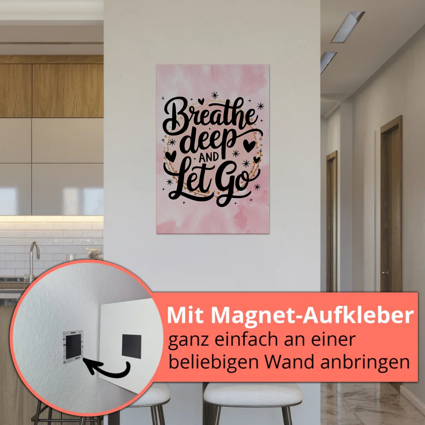 Magnet Poster Spruch Breathe Deep and Let Go Geschenk