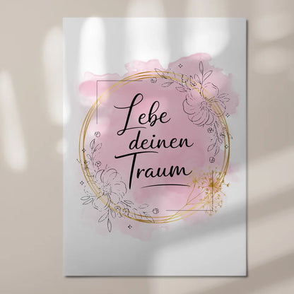Spruch Fotoboard Magnet Wandbild Lebe deinen Traum