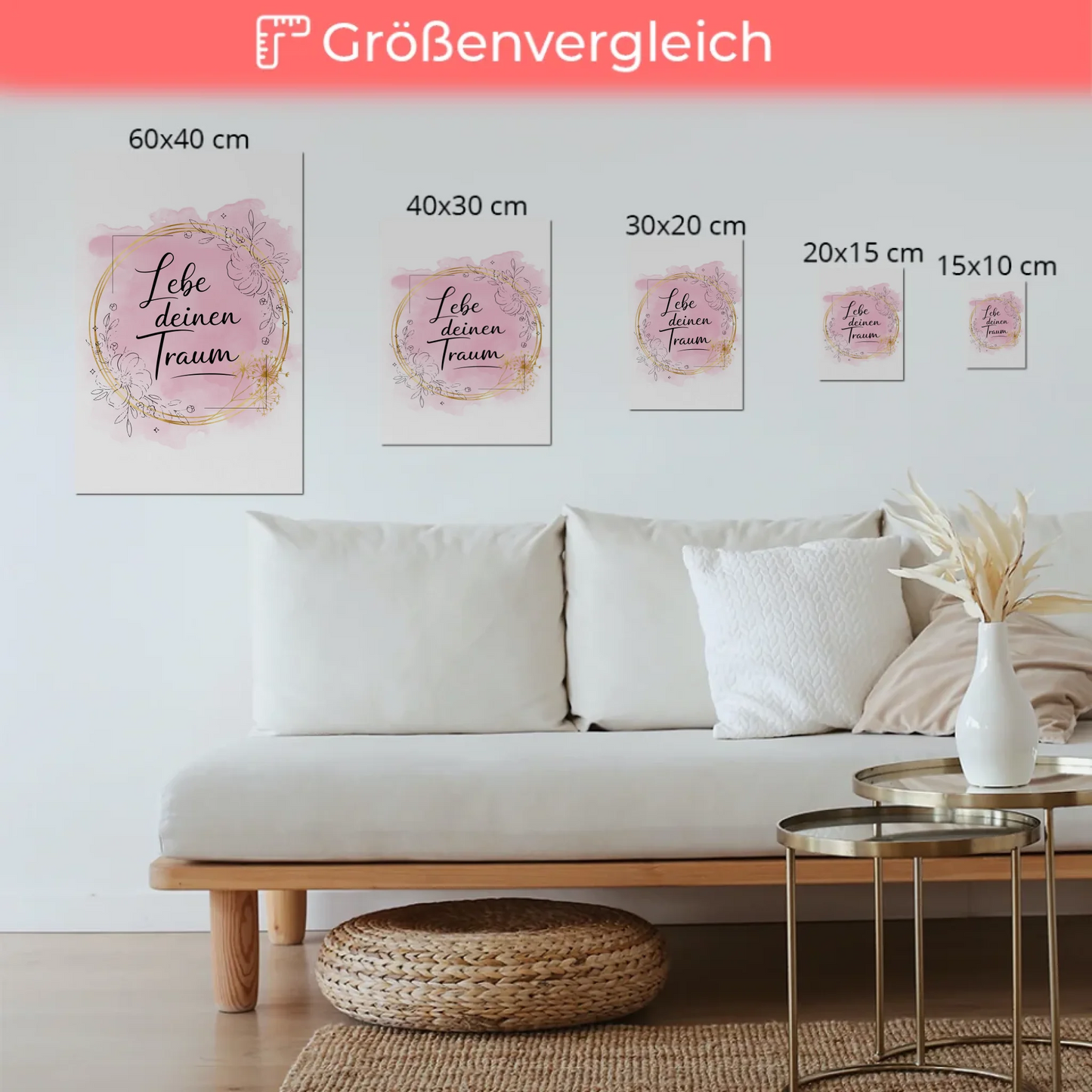 Spruch Fotoboard Magnet Wandbild Lebe deinen Traum