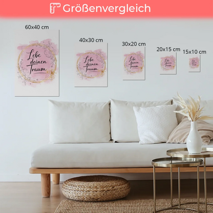 Spruch Fotoboard Magnet Wandbild Lebe deinen Traum