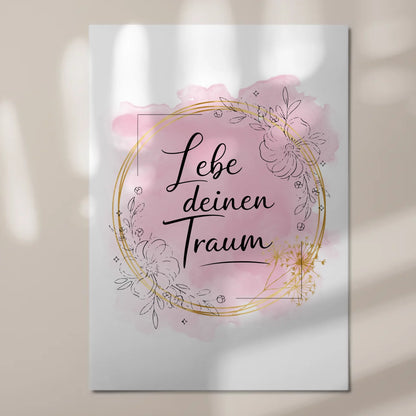Spruch Fotoboard Magnet Wandbild Lebe deinen Traum