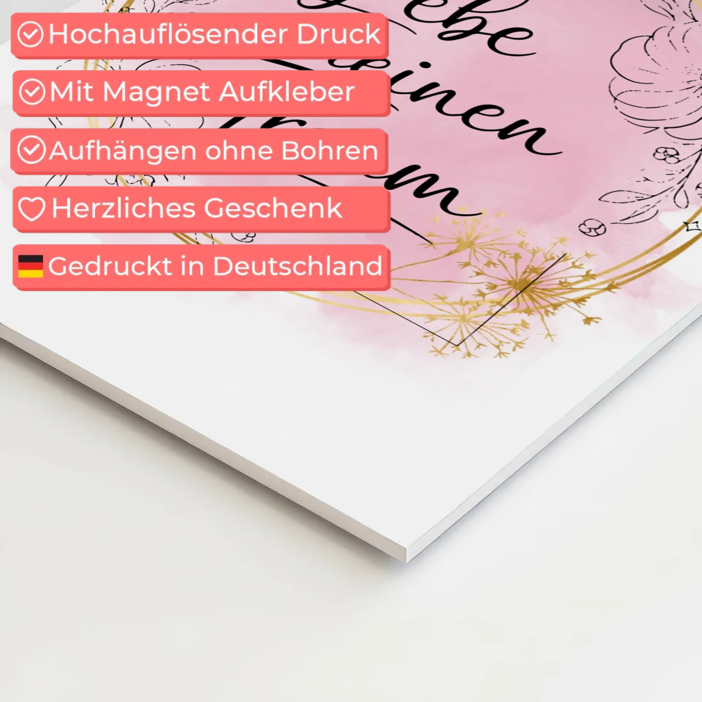 Spruch Fotoboard Magnet Wandbild Lebe deinen Traum