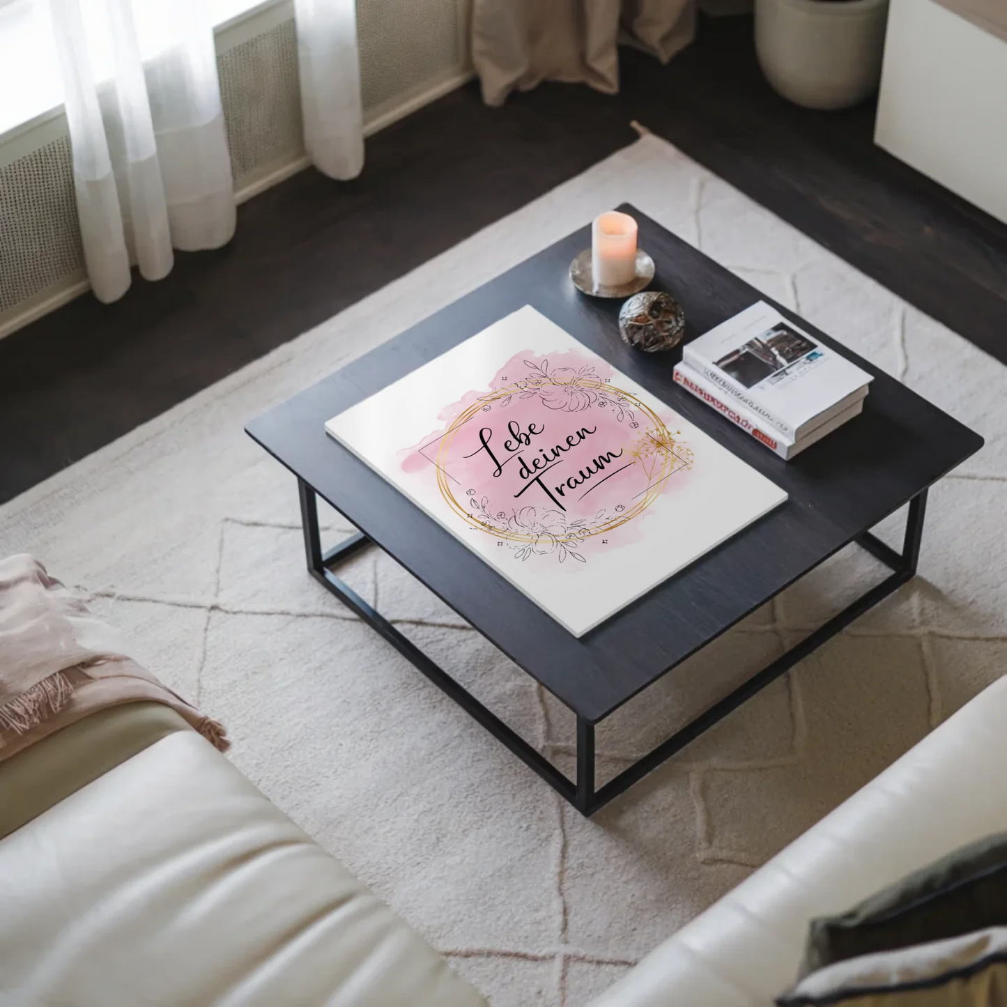 Spruch Fotoboard Magnet Wandbild Lebe deinen Traum