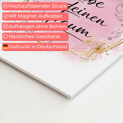 Spruch Fotoboard Magnet Wandbild Lebe deinen Traum