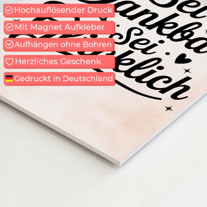 Magnet Poster Spruch Sei dankbar sei glücklich Geschenk