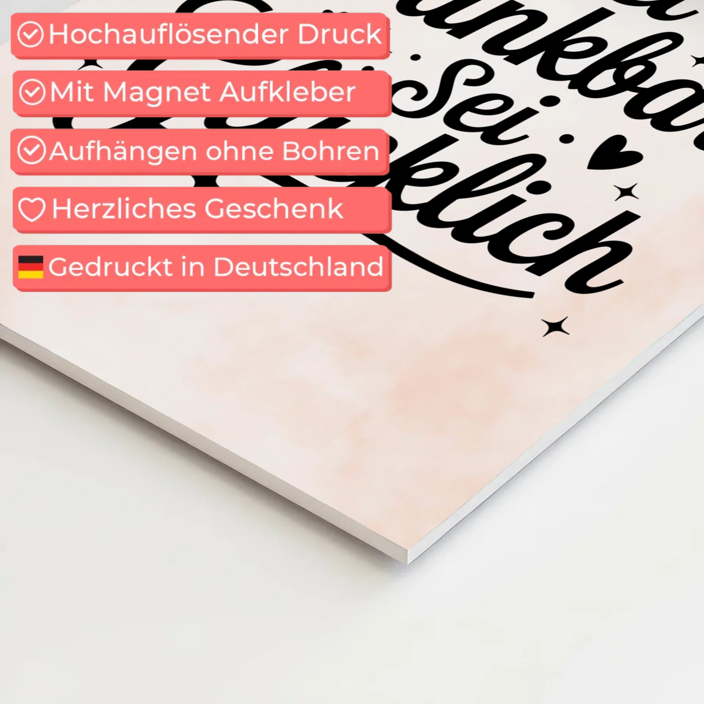 Magnet Poster Spruch Sei dankbar sei glücklich Geschenk