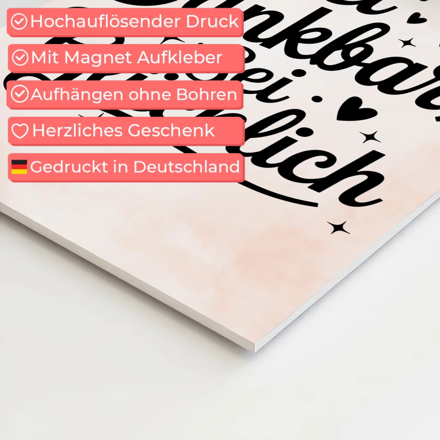 Magnet Poster Spruch Sei dankbar sei glücklich Geschenk