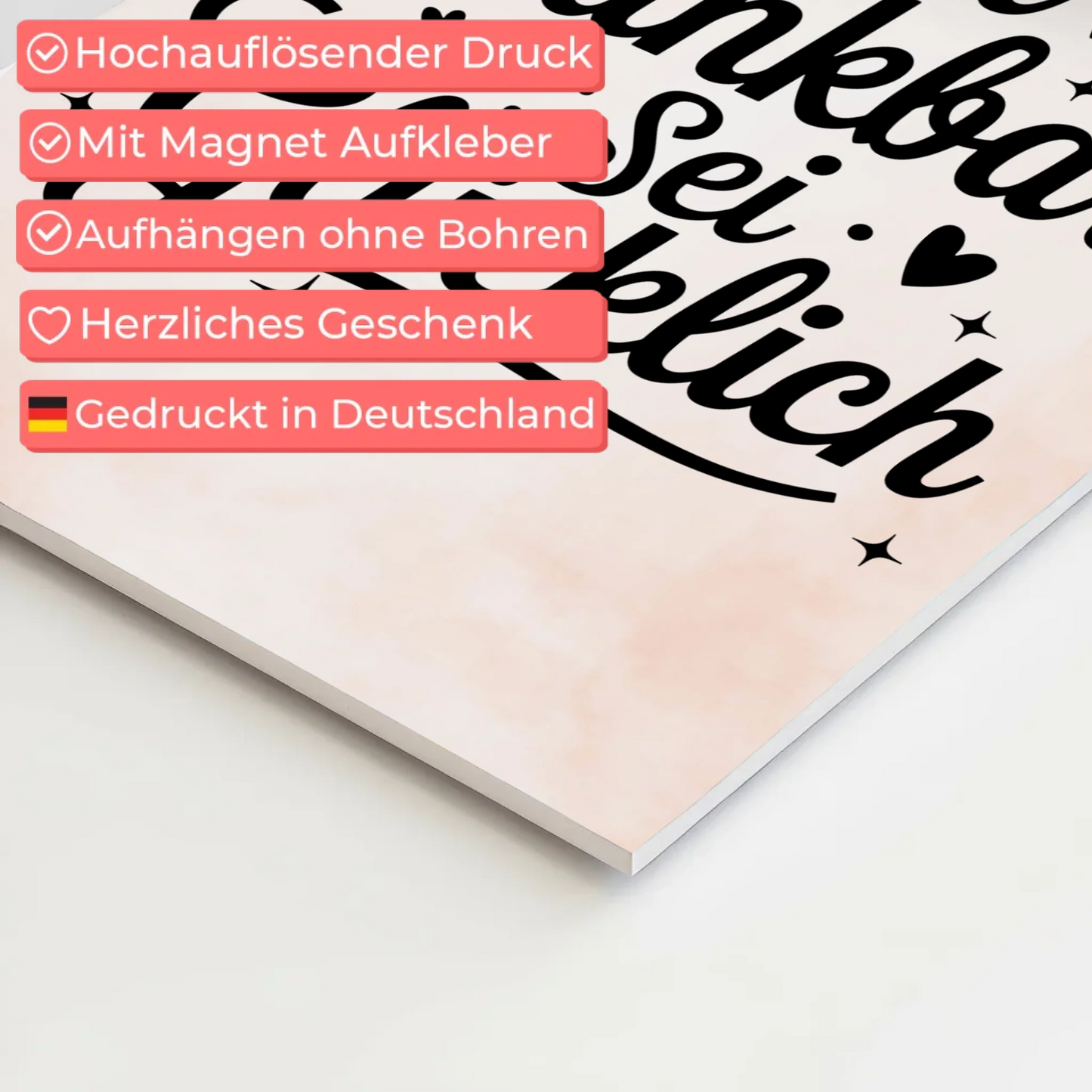 Magnet Poster Spruch Sei dankbar sei glücklich Geschenk