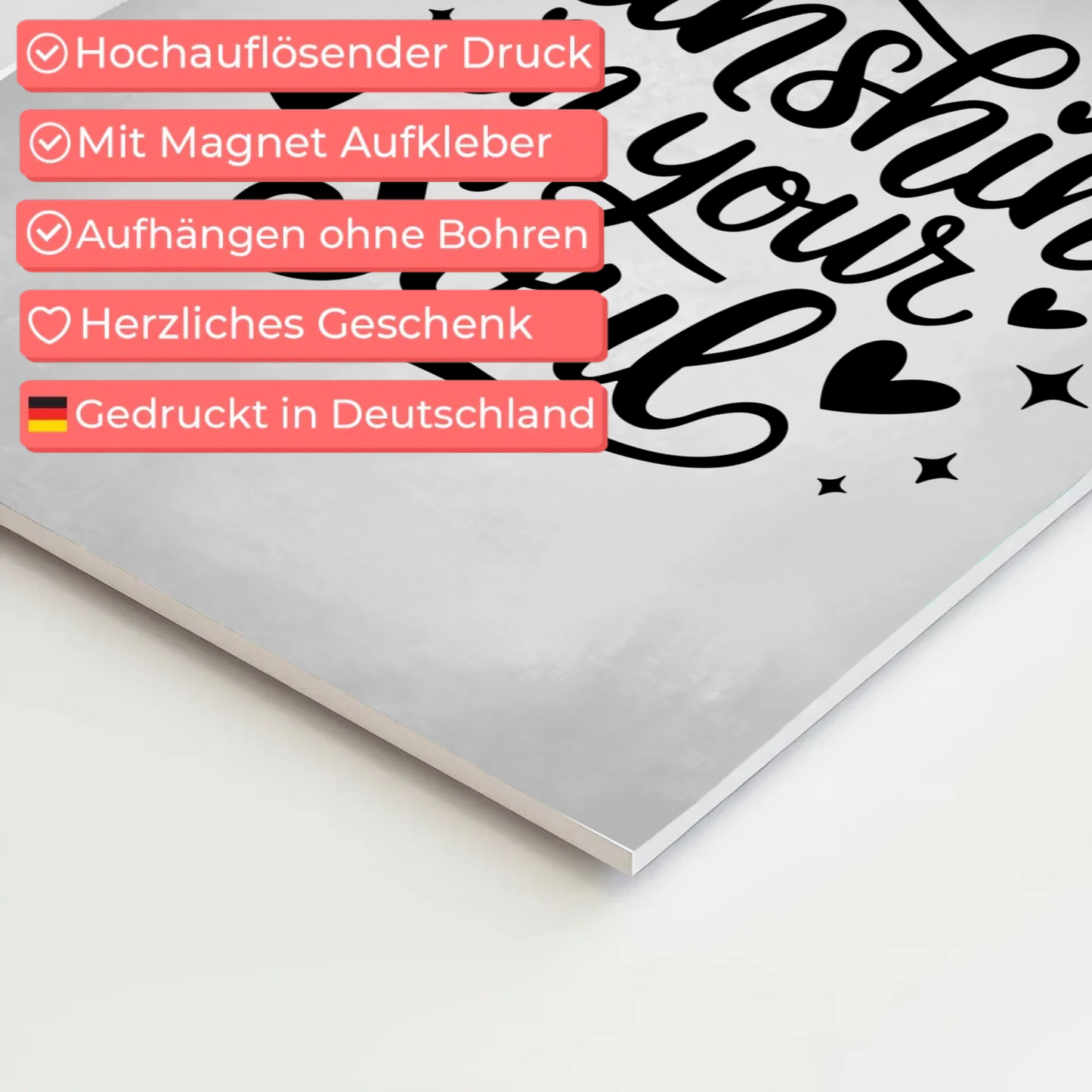 Spruch Fotoboard Magnet Wandbild Sunshine in your Soul