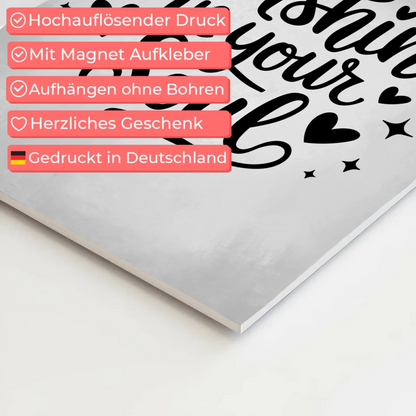 Spruch Fotoboard Magnet Wandbild Sunshine in your Soul