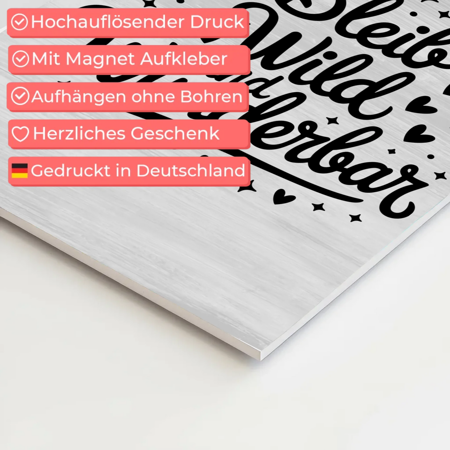 Magnet Poster mit Spruch Bleib wild und wunderbar