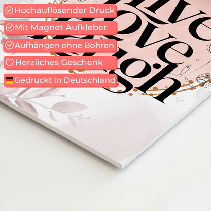 Spruch Fotoboard Magnet Wandbild Live Love Laugh Geschenk