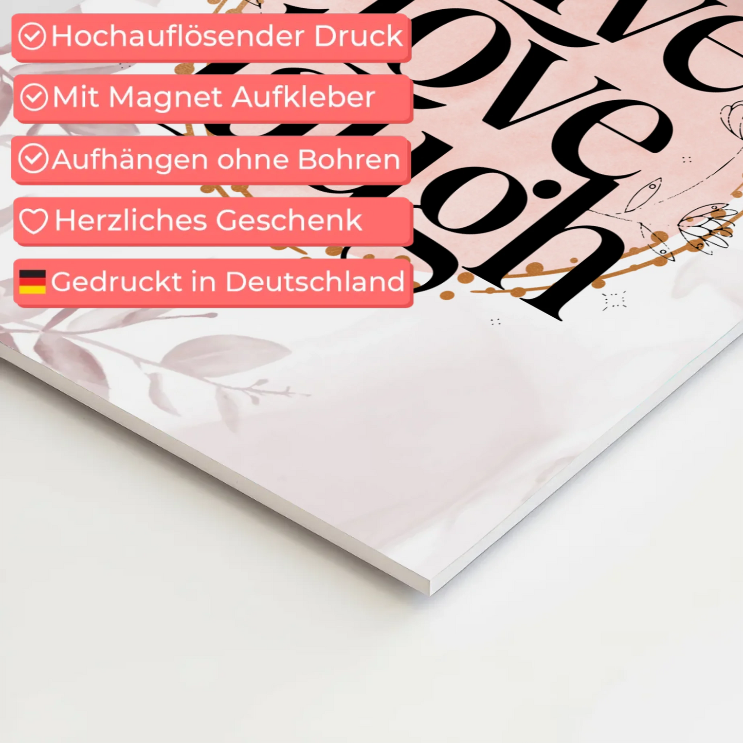 Spruch Fotoboard Magnet Wandbild Live Love Laugh Geschenk