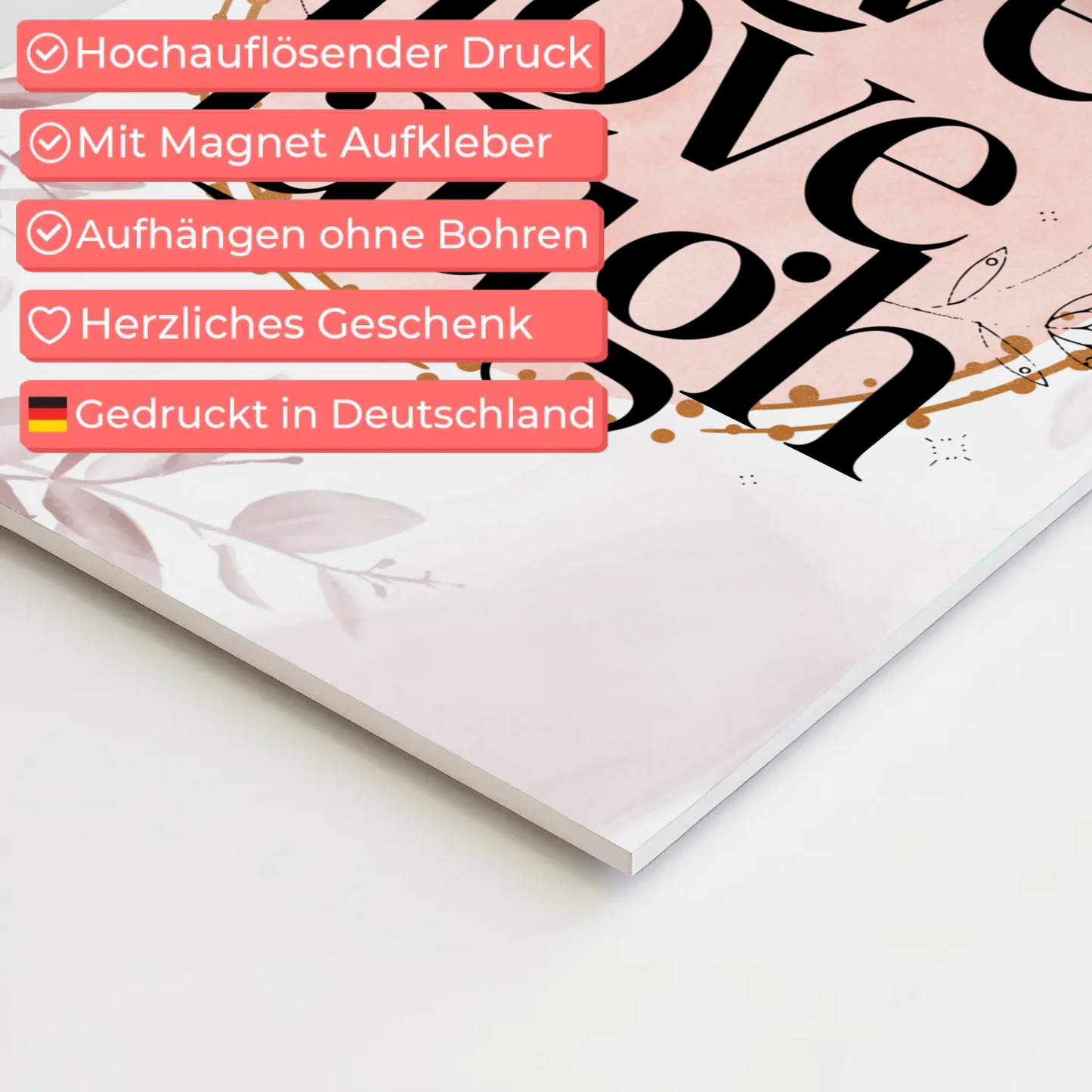 Spruch Fotoboard Magnet Wandbild Live Love Laugh Geschenk