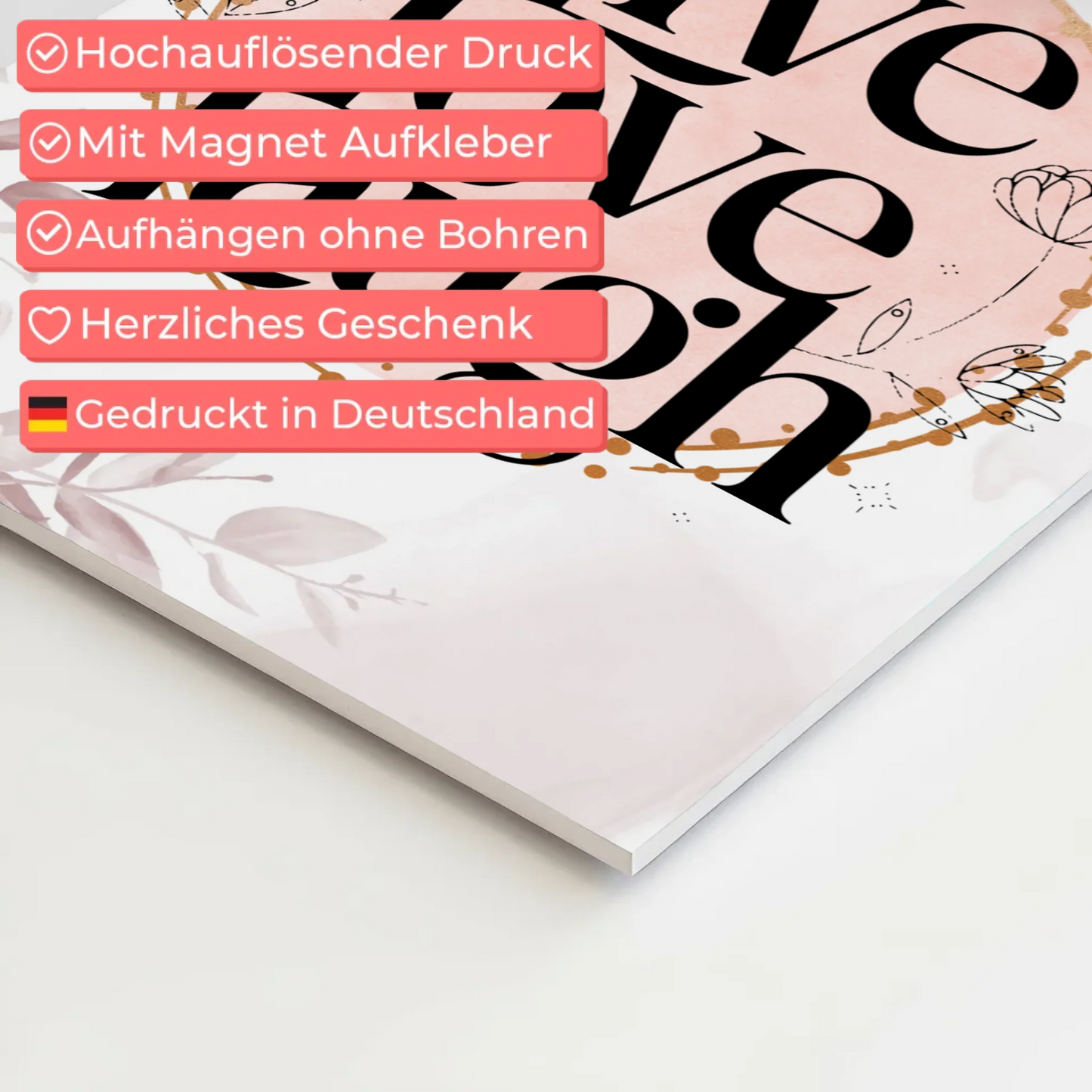 Spruch Fotoboard Magnet Wandbild Live Love Laugh Geschenk