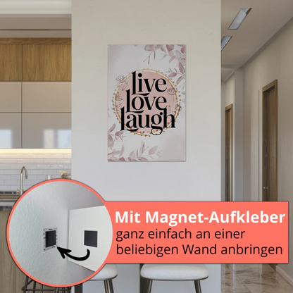 Spruch Fotoboard Magnet Wandbild Live Love Laugh Geschenk