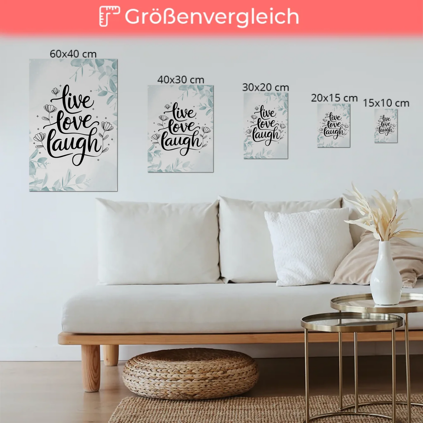 Sprüche Poster Magentisch Live Love Laugh Geschenk