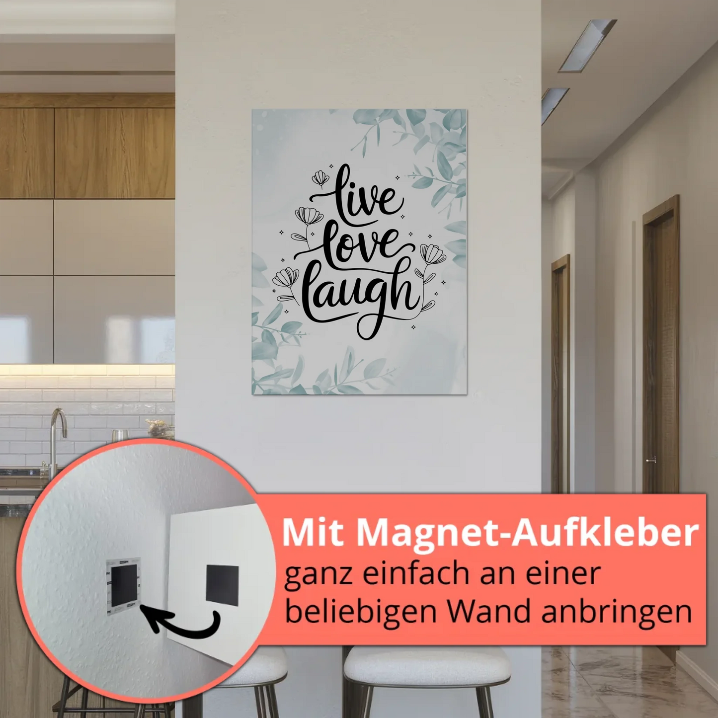 Sprüche Poster Magentisch Live Love Laugh Geschenk