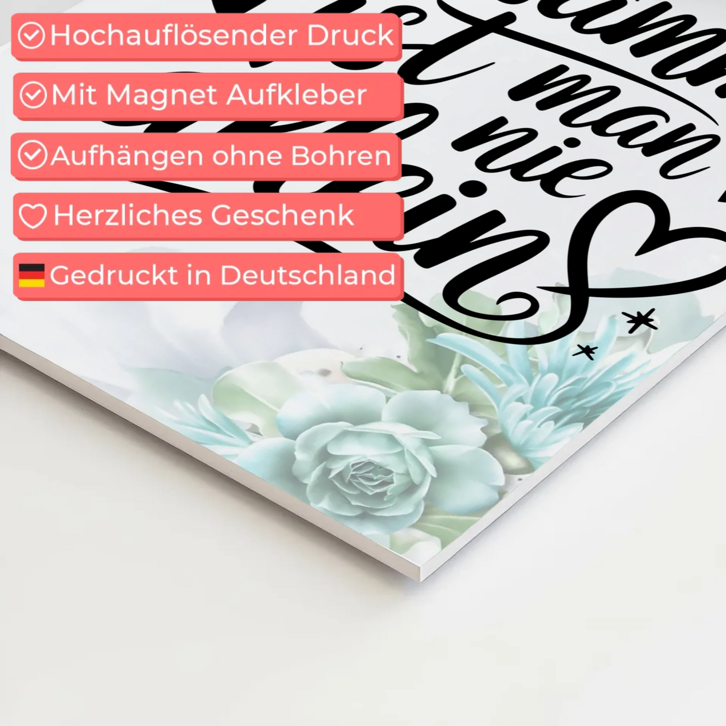 Magnet Poster mit Spruch Zusammen ist man nie allein