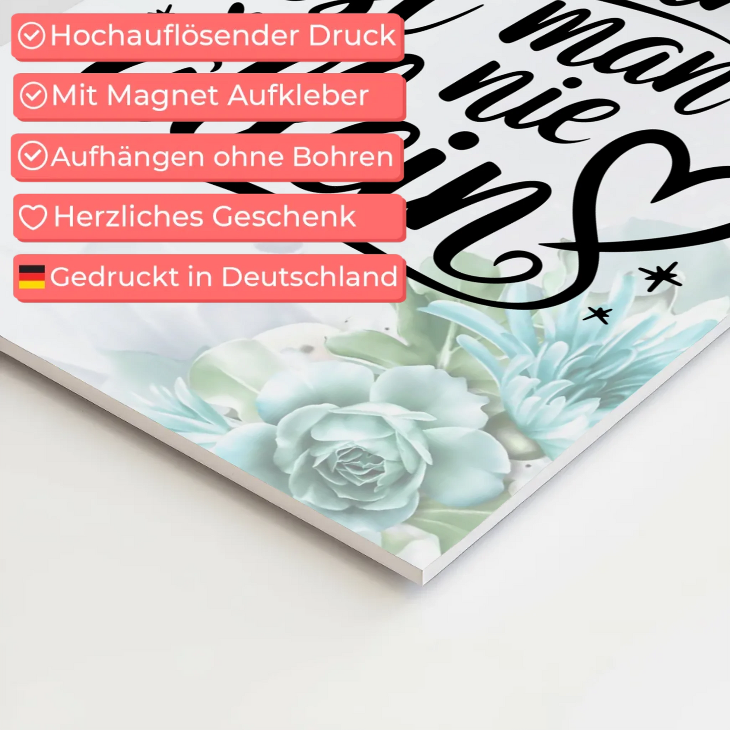 Magnet Poster mit Spruch Zusammen ist man nie allein